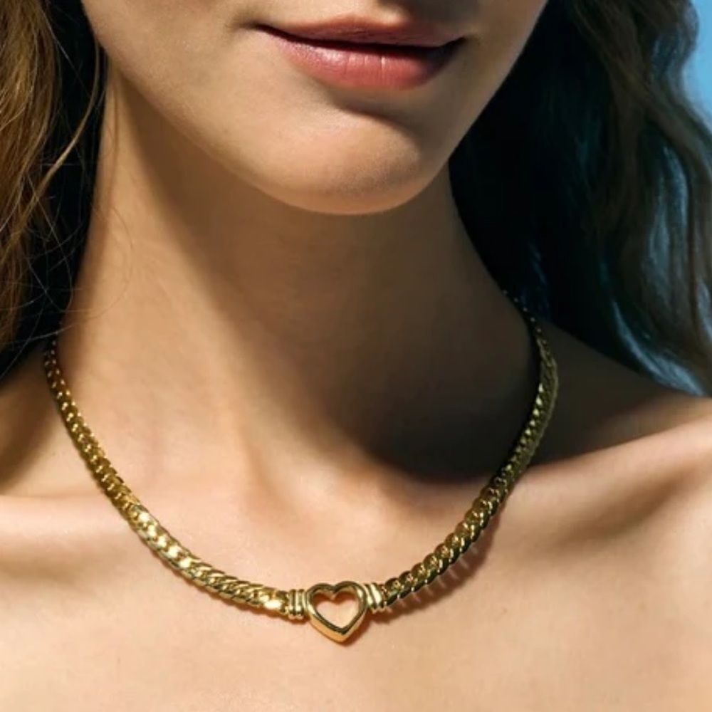 Heart chain necklace N572